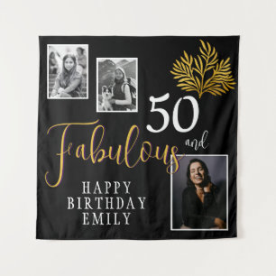 50 und fabelhafte Goldfolien 3 Foto Geburtstag Wandteppich