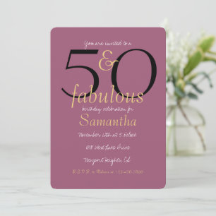 50. und fabelhafte Goldorchidee Lila 50. Geburtsta Einladung