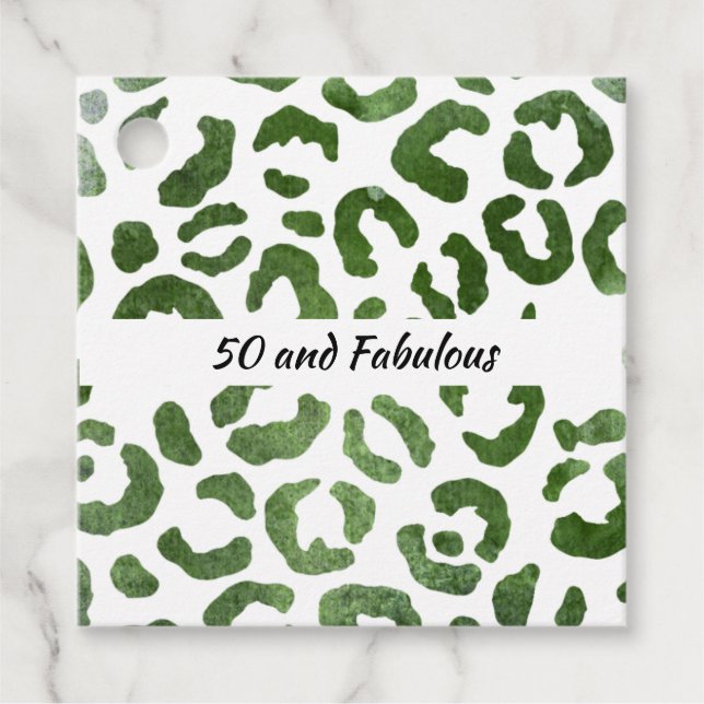 50 und fabelhafte grüne Cheetah Print Abstrakt Geschenkanhänger (Vorderseite)