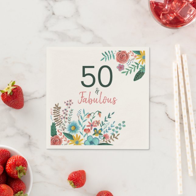 50 und fabelhafte grüne elegante Blumenfarbe Serviette (Beispiel)