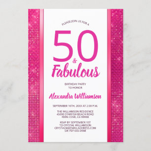 50 und fabelhafte Hot Pink Glam 50. Geburtstagspar Einladung
