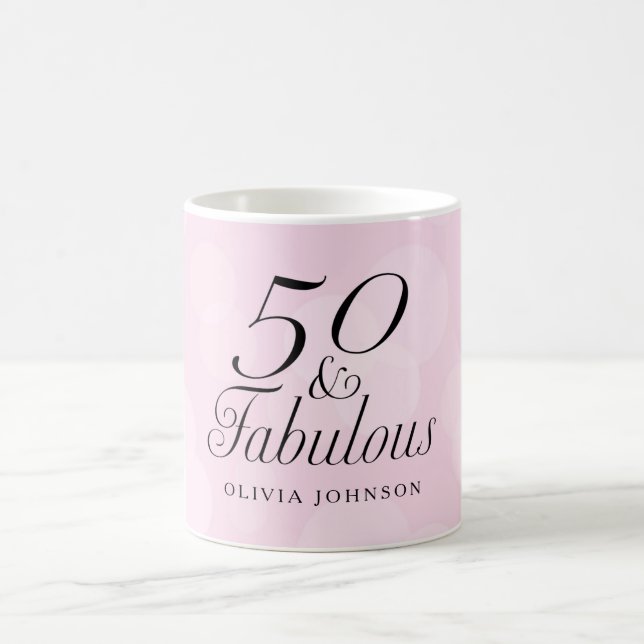 50 und fabelhafte Kaffee-Tasse - Rosa u. Weiß Kaffeetasse (Mittel)