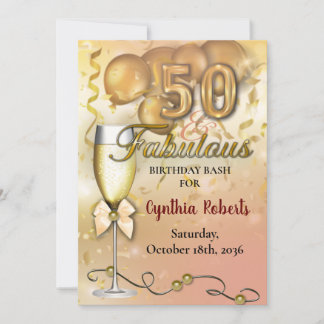 50 und fabelhafte Luxus Gold Ballons Einladung