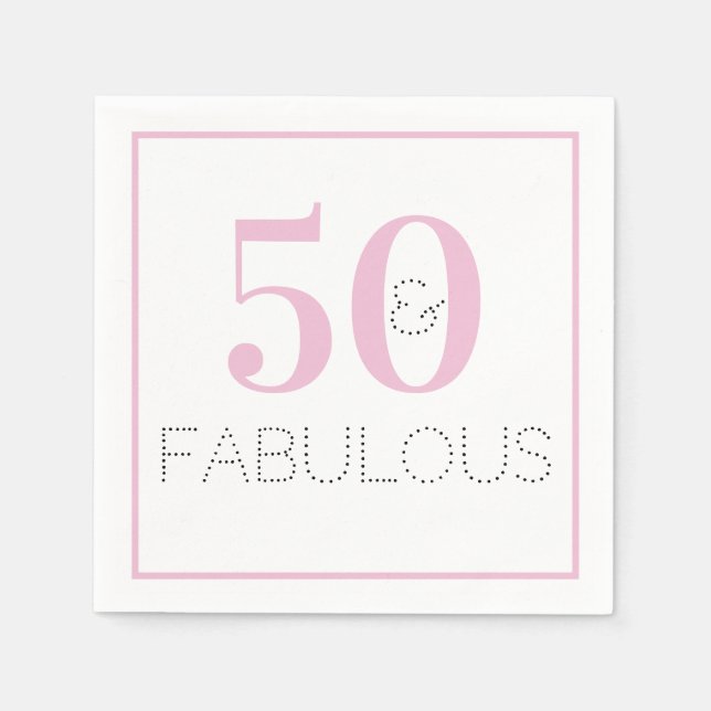 50 und fabelhafte Modern Pink Birthday Party Serviette (Vorderseite)