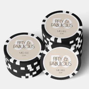 50 und fabelhafte moderne Beige 50 Geburtstagspart Pokerchips