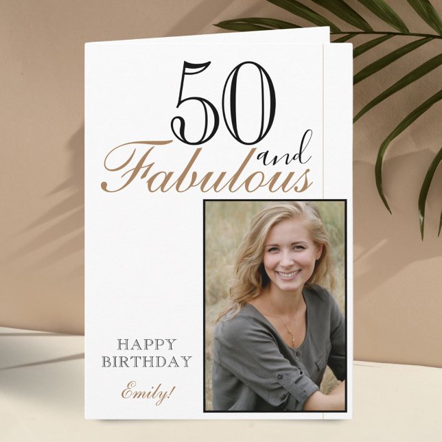 50 und fabelhafte moderne Elegant Birthday Foto Ca Karte (Von Creator hochgeladen)