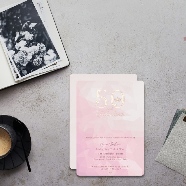 50 und fabelhafte Moderne Elegante Rose Gold Folieneinladung (Von Creator hochgeladen)