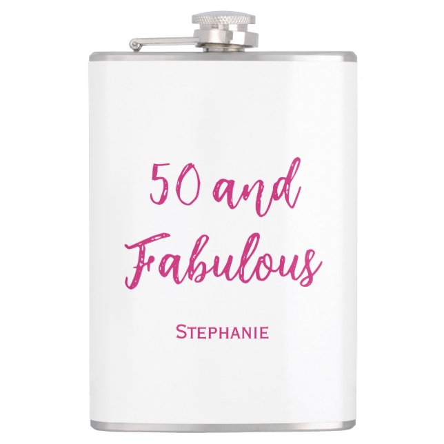 50 und fabelhafte moderne rosa Flasche aus 50 Jahr Flachmann (Vorderseite)