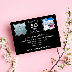 50 und fabelhafte moderne Typografie Schwarz-Weiß Einladung