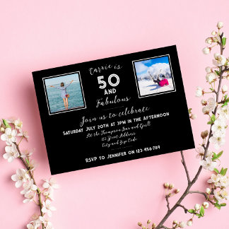 50 und fabelhafte moderne Typografie Schwarz-Weiß Einladung