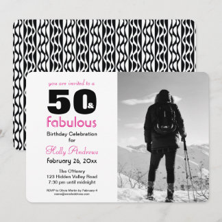 50 und fabelhafte Party Einladung mit B&W Foto