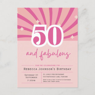 50 und fabelhafte Pink 50. Geburtstag Einladung Postkarte