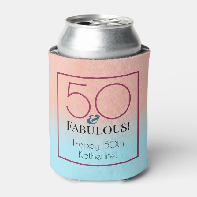 50 und fabelhafte Pink und Blue Birthday Party Dosenkühler (Kanne Vorderseite)