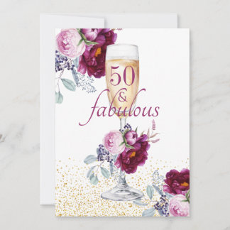 50 und fabelhafte rosa Burgund Blüte Einladung