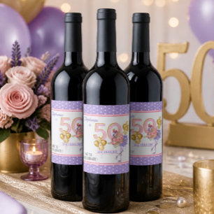 50 und fabelhafte rosa Flamingo Weinkarte Weinetikett