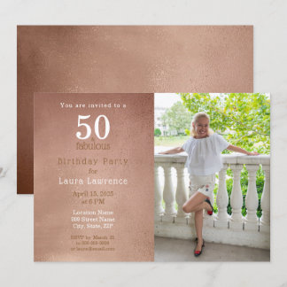50 und fabelhafte Rose Gold 50. Geburtstag Einladu Einladung