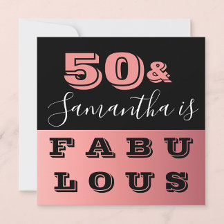 50 und fabelhafte Rose Gold 50. Geburtstagsparty Einladung