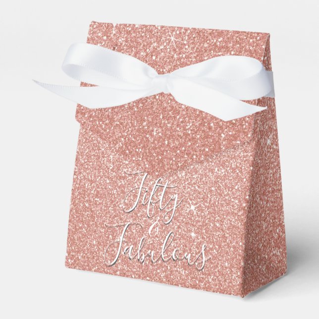 50 und fabelhafte Rose Gold Blush Pink Glitzer Geschenkschachtel (Vorderseite)