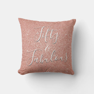 50 und fabelhafte Rose Gold Blush Pink Glitzer Kissen