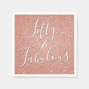 50 und fabelhafte Rose Gold Blush Pink Glitzer Serviette