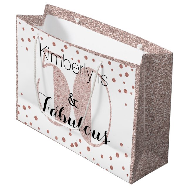 50 und fabelhafte Rose Gold Einzigartige Geburtsta Große Geschenktüte (Vorderseite Schrägansicht)