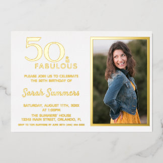 50 und fabelhafte Rose Gold Elegant Geburtstag Folieneinladung