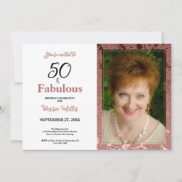 50 und fabelhafte Rose Gold Floral Geburtstag Einladung