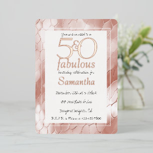 50 und fabelhafte Rose Gold Schlange Tier Geburtst Folieneinladung