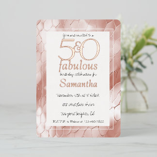 50 und fabelhafte Rose Gold Schlange Tier Geburtst Folieneinladung