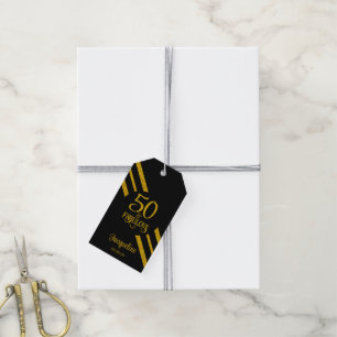 50 und fabelhafte Schwarz und Imitate Gold gestrei Geschenkanhänger