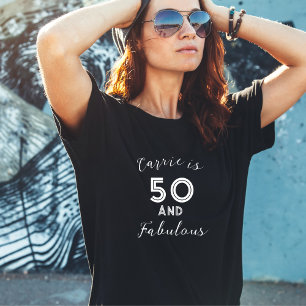 50 und fabelhafte Schwarz-Weiß-Typografie Elegant T-Shirt