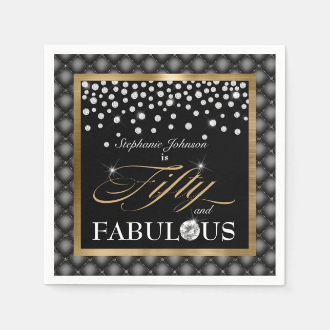 50 und fabelhafte schwarze Diamanten glamourös Serviette (Vorderseite)