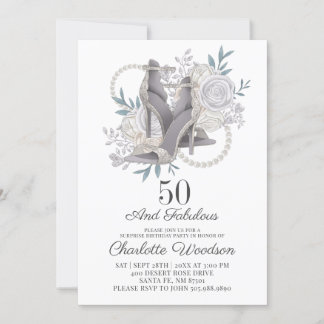 50 und fabelhafte Silver Glitzer Dancing Shoes Einladung