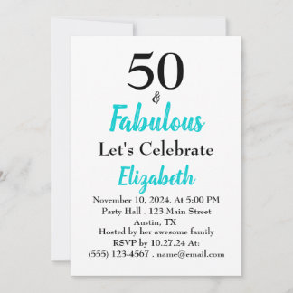 50 und fabelhafte Türkis Geburtstag Einladung