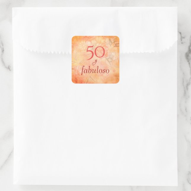 50 und fabelhafte Vintag Blush Rose Quadratischer Aufkleber (Tasche)