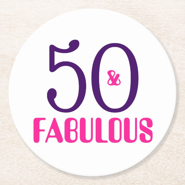 50 und fabelhafter 50. runder pappuntersetzer (Vorderseite)