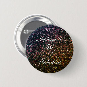 50 und fabelhafter Birthday Gold Black Golden Glit Button