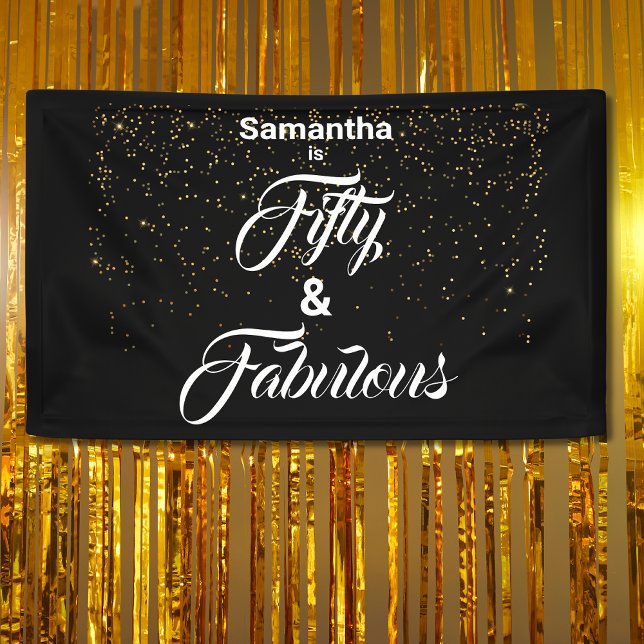 50 und fabelhafter Black Gold Glitzer Personalisie Banner (Von Creator hochgeladen)