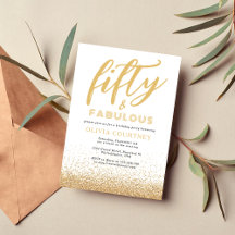 50 und fabelhafter Glitzer Weißer und Gold Geburts