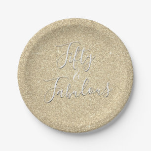 50 und fabelhafter Goldsparkle-Glitzer Pappteller