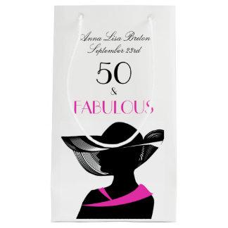 50 und fabelhafter Kunst-Deko-eleganter 50. Kleine Geschenktüte