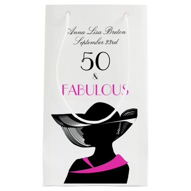 50 und fabelhafter Kunst-Deko-eleganter 50. Kleine Geschenktüte (Vorderseite)