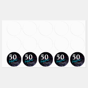 50 und fabelhafter rosa, silber und aquamariner Gl Etiketten