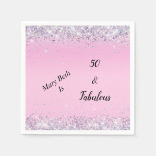 50 und fabelhafter rosa Silberner Glitzer Serviette