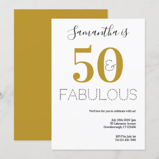 50 und fabelhaftes 50. Geburtstag Gold Party Einladung