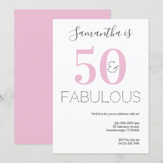 50 und fabelhaftes 50. Geburtstag Pink Party Einladung