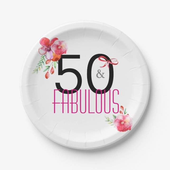 50 und fabelhaftes 50. pappteller (Vorderseite)