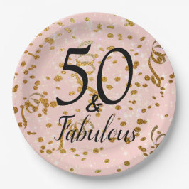50 und fabelhaftes Birthday Pink Gold Confetti Par Pappteller