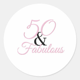 50 und fabelhaftes Birthday Pink Party Runder Aufkleber