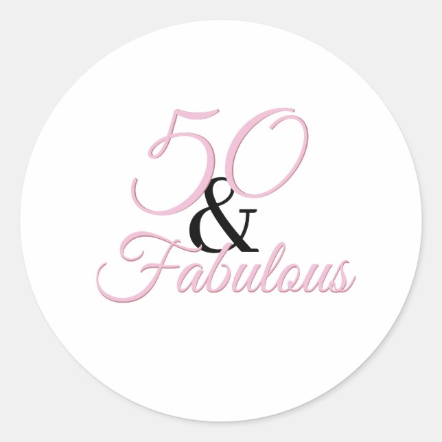 50 und fabelhaftes Birthday Pink Party Runder Aufkleber (Vorderseite)